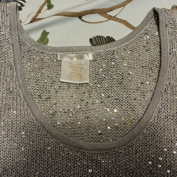 Silver sequin sleeveless tank top - size Small (generous cut), never worn - Picture 2 of 3